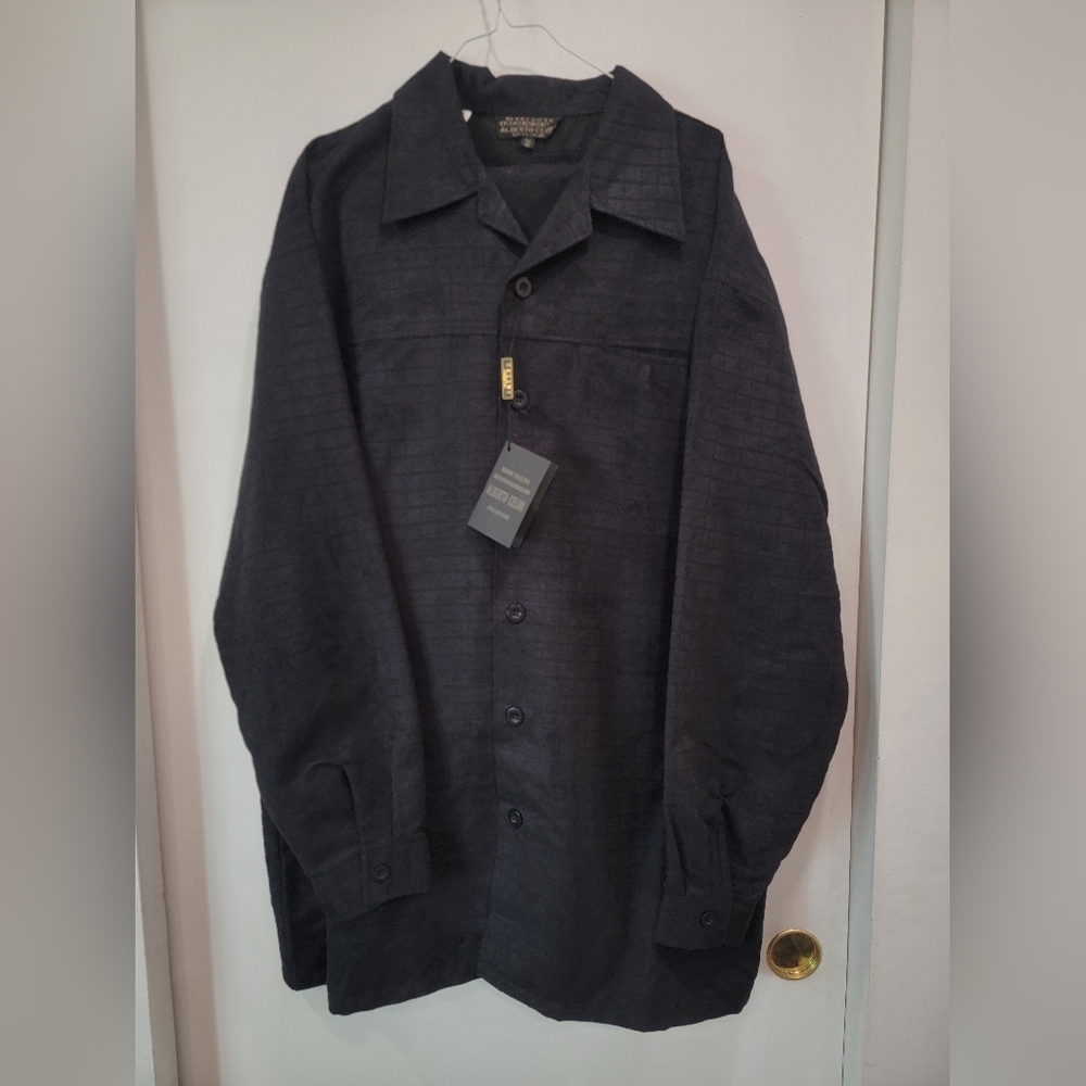 NWT SET-Alberto Celini Long Sleeve Black Suede Suit Size XXL